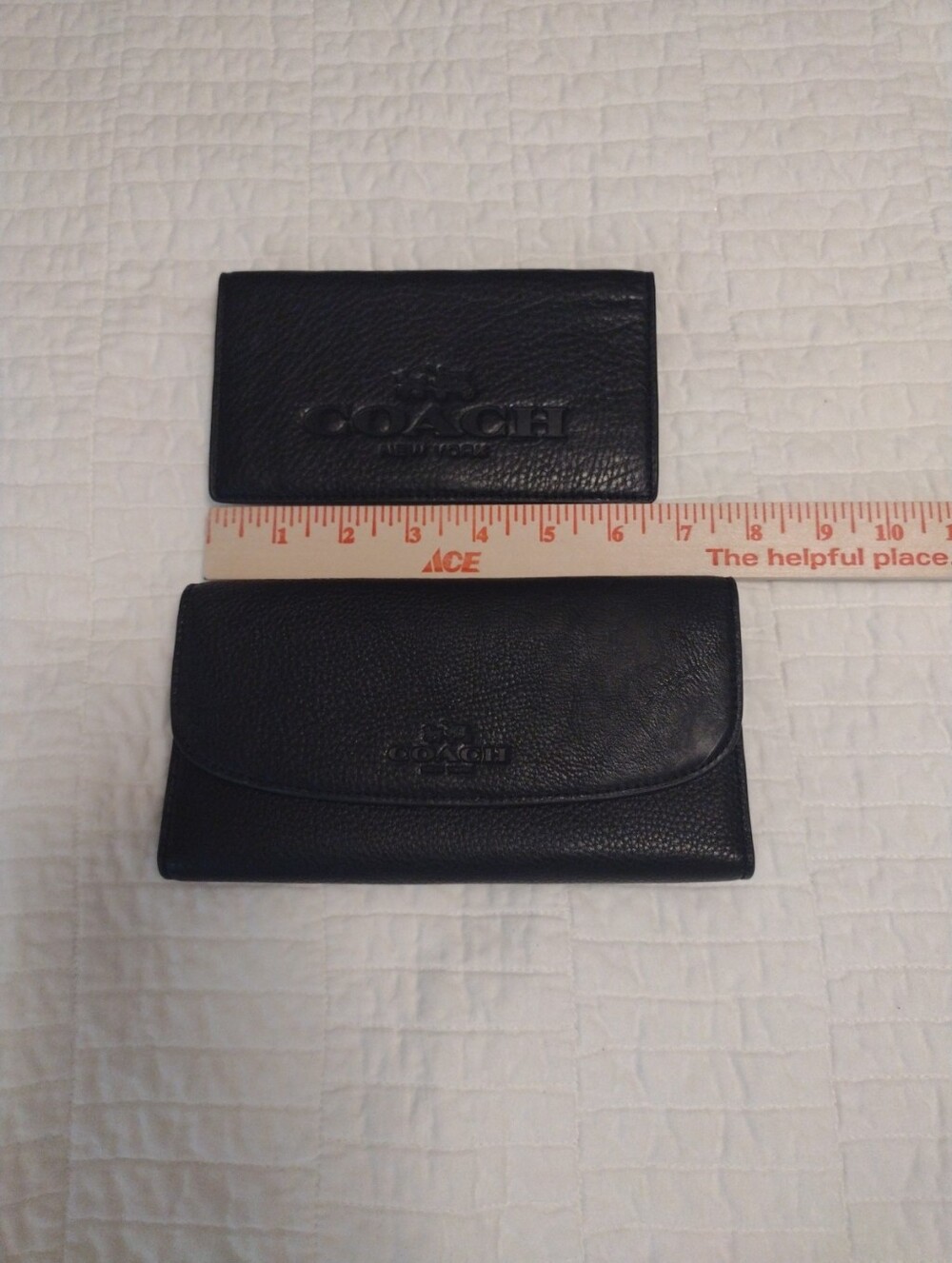 COACH Black Pebbled Leather Wallet Snap Closure Bi-fold w/ Flap w/ Wallet Insert - Picture 9 of 14